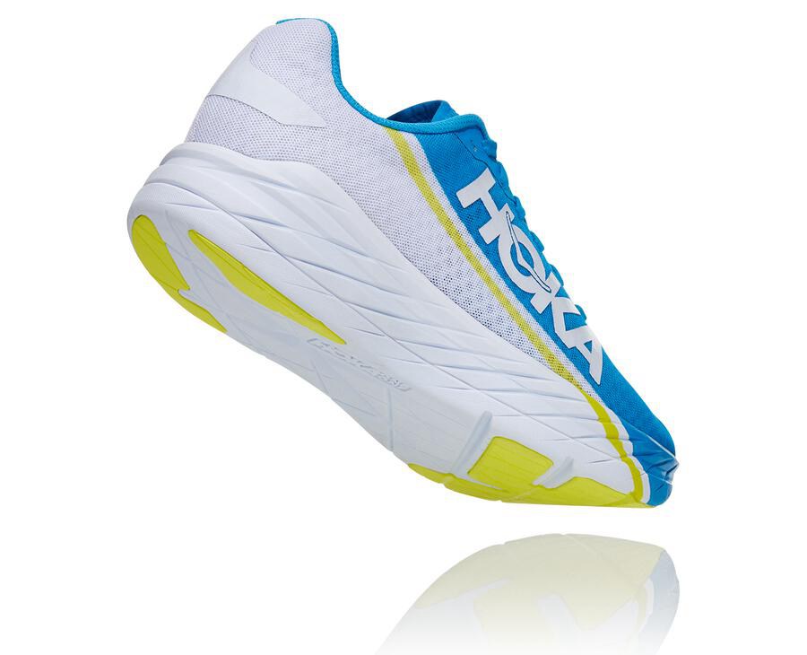 Running Shoes Mens - Hoka One One Rocket X - White/Blue - BUISWOX-19